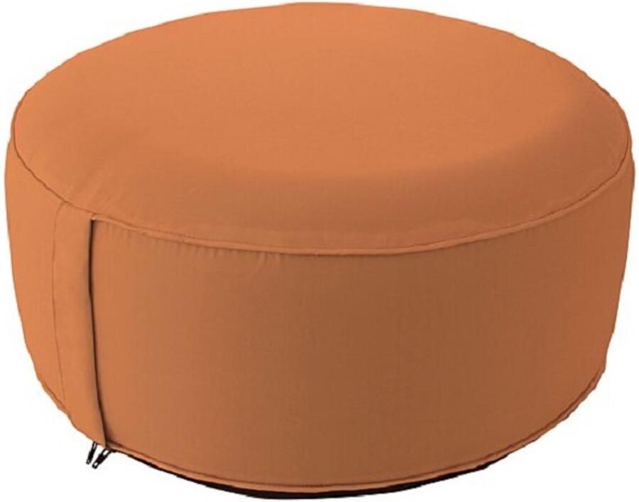 Cmadeco Poef Zitzak Opblaasbaar Rond Zachte fluweelachtige stof Cognac Ø 55cm Hoogte 25 cm UV bestendig Voor binnen en buiten