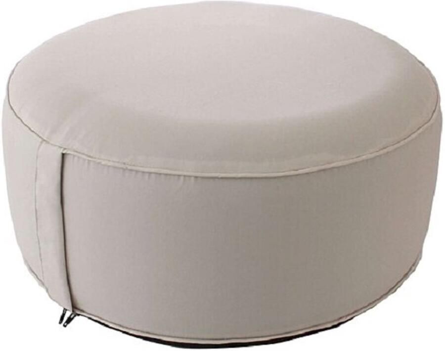 Cmadeco Poef Zitzak Opblaasbaar Rond Zachte fluweelachtige stof Naturel Ø 55cm Hoogte 25 cm UV bestendig Voor binnen en buiten