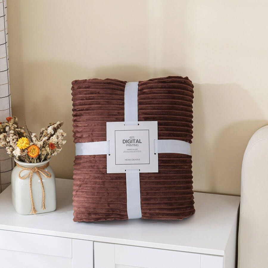 CMJ Cozy Fleece Deken Kastagne bruin 150 x 200 Luxe Plaid Voor op bed of de bank