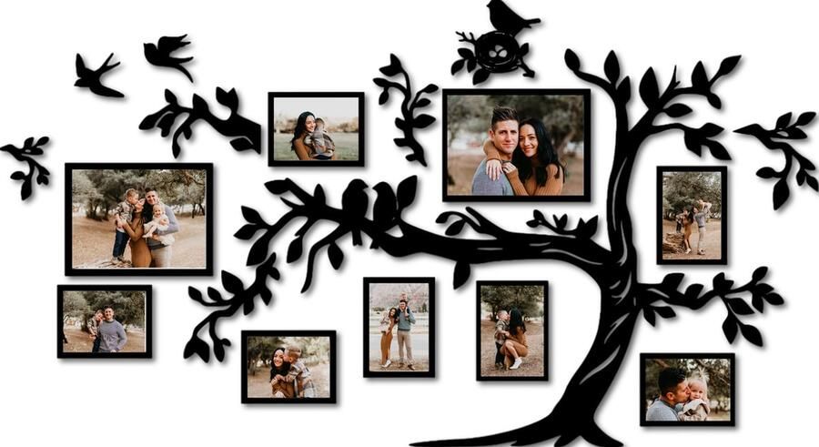 CNCCreative Fotolijst Fotolijsten Fotolijst collage Stamboom fotolijst Foto Muurdecoratie Wanddecoratie woonkamer -Wanddecoratie Kamer decoratie Fotorek Photo frame Foto wandrek Foto muur Valentijn Moederdag cadeautje Vaderdag cadeau