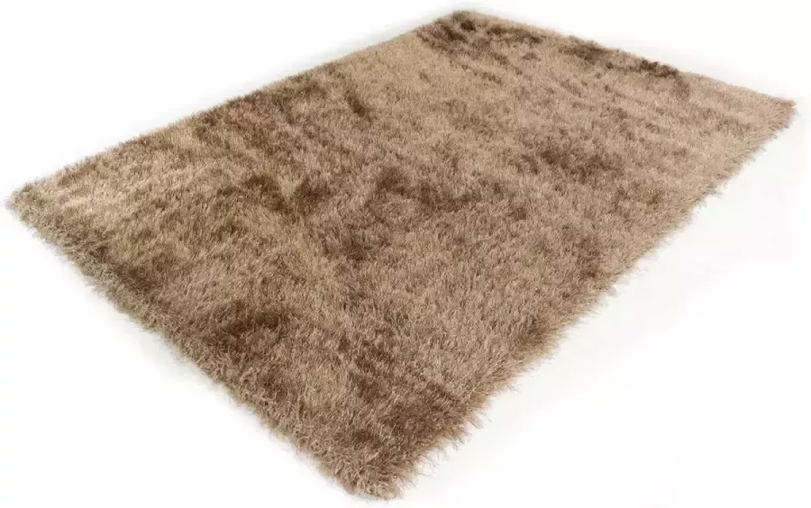 Karpet24 Glossy Zacht modern hoogpolig tapijt 160x230 cm zacht glanseffect lurex polyester poolhoogte 70 mm effen beige - Foto 3