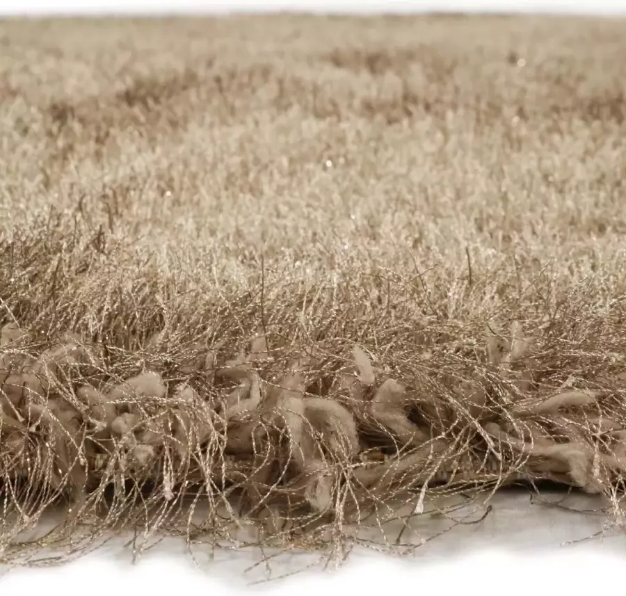 Karpet24 Glossy Zacht modern hoogpolig tapijt 80x150 cm zacht glanseffect lurex polyester poolhoogte 70 mm effen beige - Foto 2