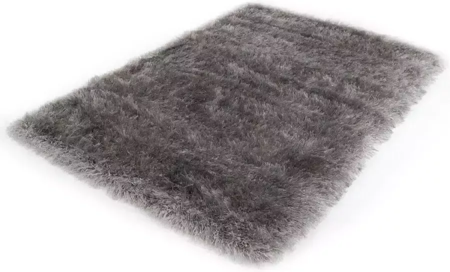 CNL Carpets Hoogpolig Glanzend Vloerkleed Grijs-160 x 230 cm