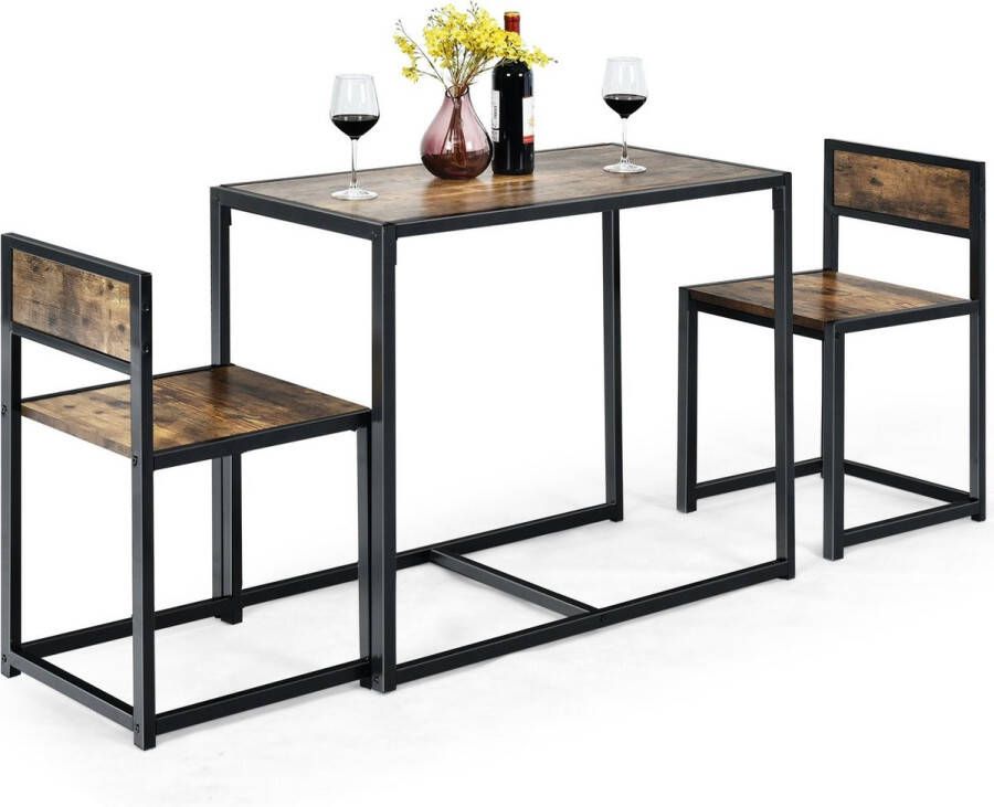 COAST™ Coast 3-Delige Eetkamerset Bar Tafel Set Keuken Tafel + 2 Stoelen Antiek