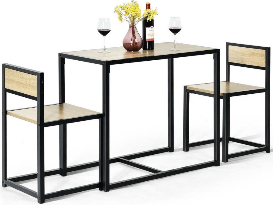 COAST™ Coast 3-Delige Eettafel Set Bar Tafel Set Keuken Tafel Eettafel + 2 Stoelen Natuurlijk