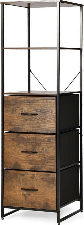 COAST™ Costway Staande Boekenkast Met Laden 43 x 39 x 156 cm Bruin