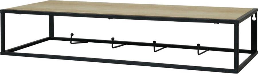 Coat rack Kapstok metaal met 4 haken 57x22x10.7cm- bruin