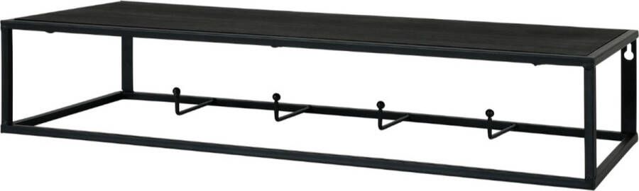 Coat rack Kapstok metaal met 4 haken 57x22x10.7cm- zwart