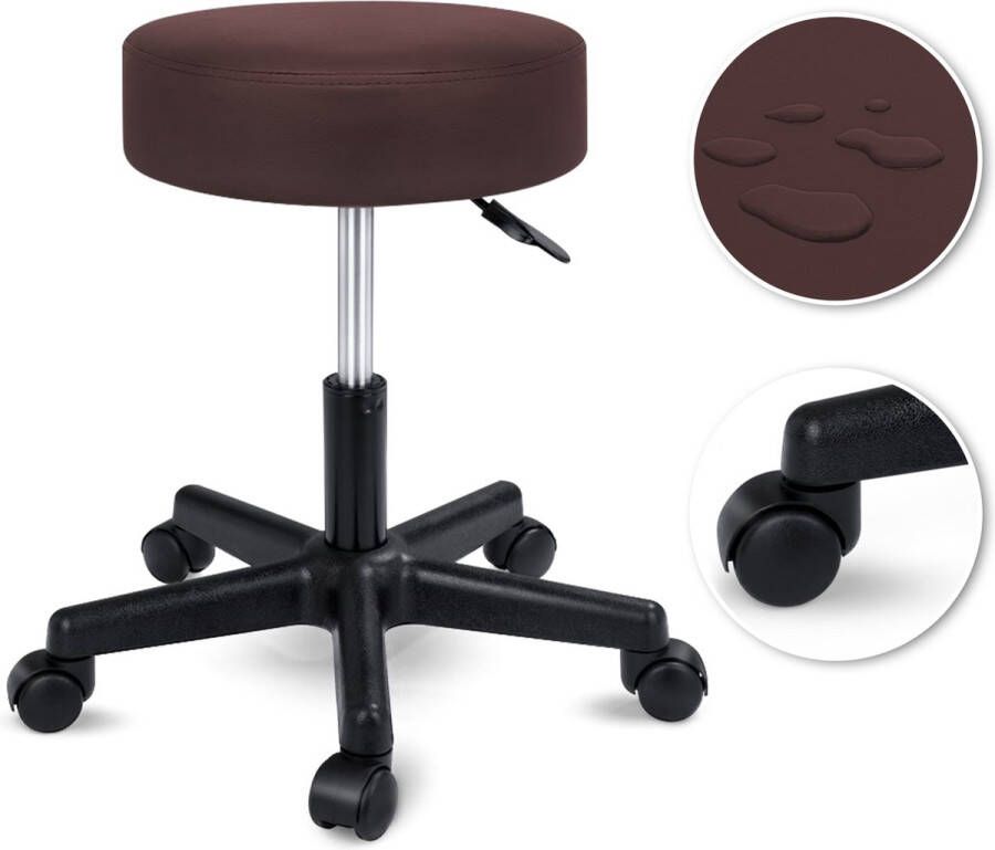 Coazy Krukje op Wielen Tabouret Zadelkruk Kruk Kapperskruk Draaikruk Werkkruk In hoogte Verstelbaar - Foto 3