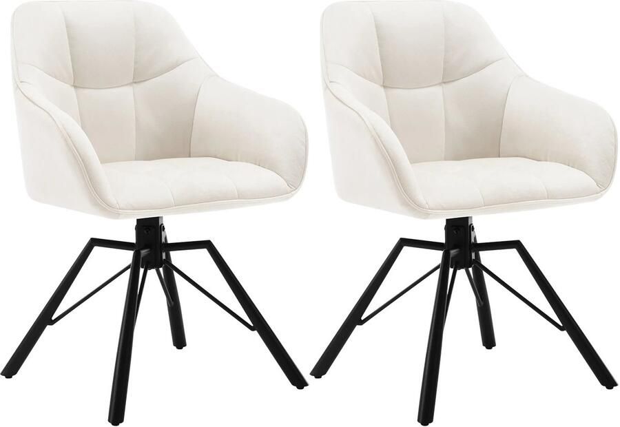 Stemily Eetkamerstoelen Set van 2 360° Draaibaar Ergonomisch Antislip- & Verstelbare voetjes 58 5x54 5x82 5cm