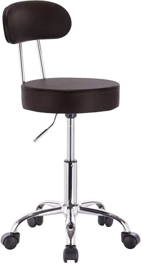 Coco Werkplaatskruk Zwart Hoog kruk op wielen krukje werkkruk zadelkruk bureaukruk kapperskruk verstelbaar draaikruk zadelkruk met rugleuning tot 100kg