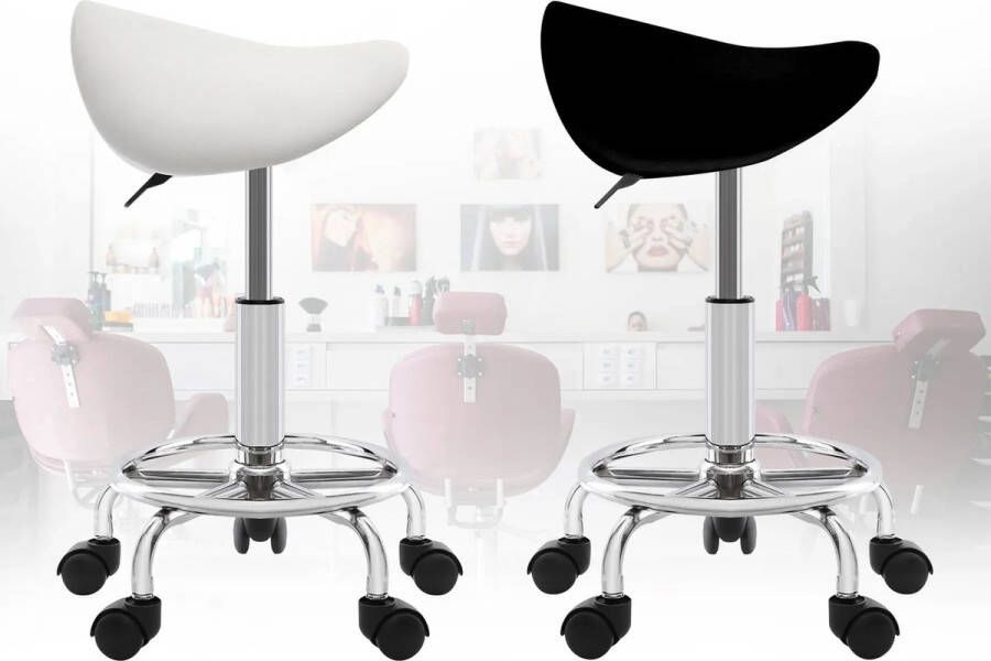 Coco Hydraulische Zadel Kruk Zwart Zadelkruk op wielen Ergonomisch In hoogte verstelbaar Kapper Schoonheidssalon Tattoo Kantoor