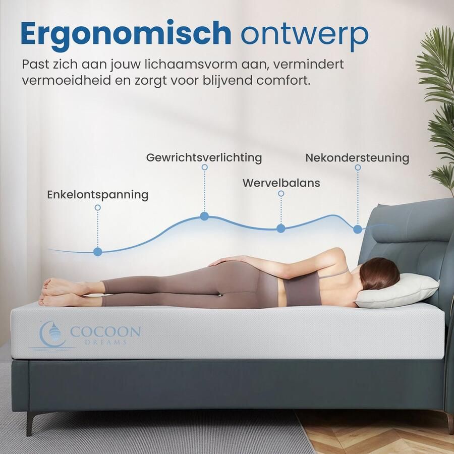 Cocoon Dreams Matras 120x200 cm PREMIUM BAMBOO TIJK 20CM Hotel XXL Nasa Koudschuim Orthopedisch Anti-allergie Afritsbaar Wasbaar Zacht