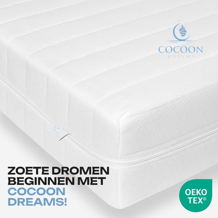 Cocoon Dreams Matras 140x190 cm PREMIUM BAMBOO TIJK Hotel XXL Nasa Koudschuim 14CM Orthopedisch Anti-allergie Afritsbaar Wasbaar Stevig