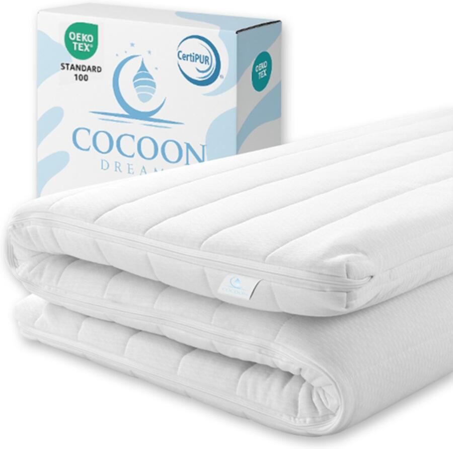 Cocoon Dreams Topmatras 160x200 Topper HR Koudschuim 7cm Afritsbaar Wasbaar Tijk Orthopedisch Anti-allergisch Stevig Hybrid Topdekmatras Topper Hotel XL Anti Bacterieel CertiPUR en Okoetex gecertificeerd