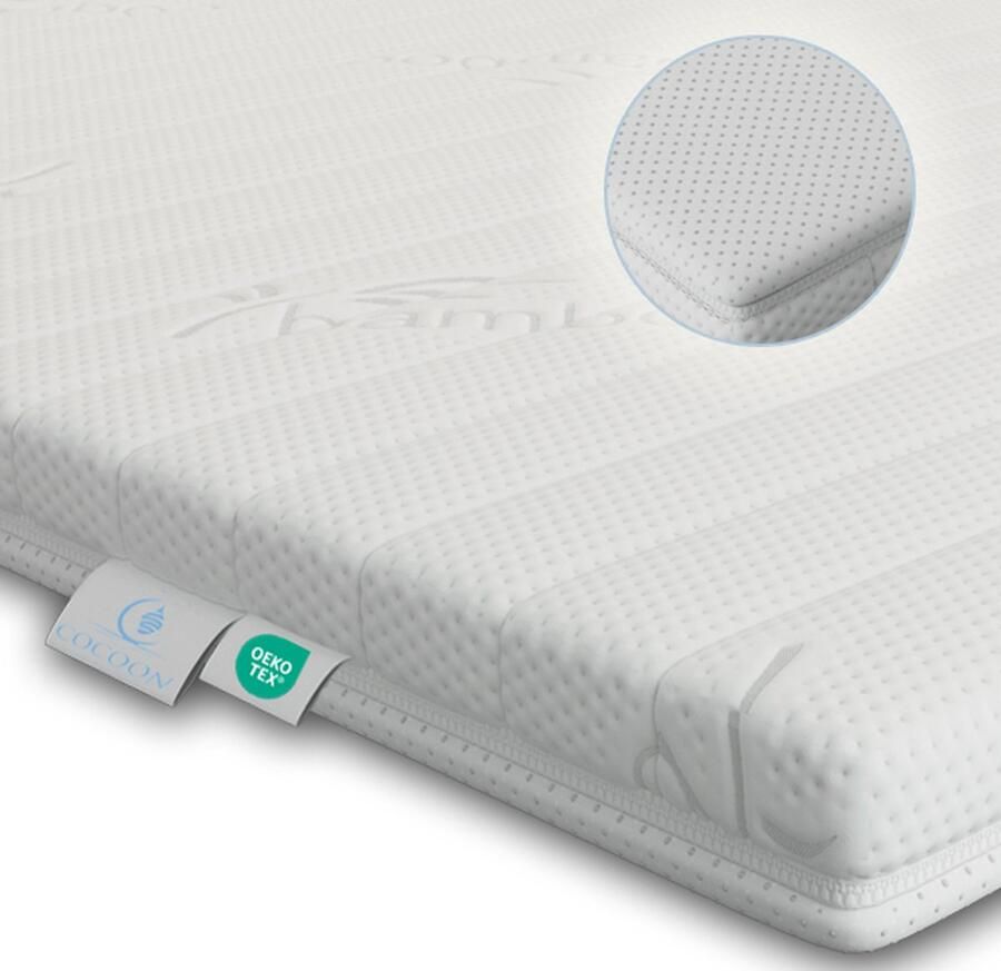 Cocoon Dreams NIEUW MODEL Topmatras 160x200 ANTI-SLIP Topper- PREMIUM BAMBOO Tijk Afritsbaar Wasbaar HR Koudschuim 8cm Orthopedisch Anti-allergisch Medium Hybrid Topdekmatras Topper Hotel XL Anti Bacterieel Okoetex gecertificeerd