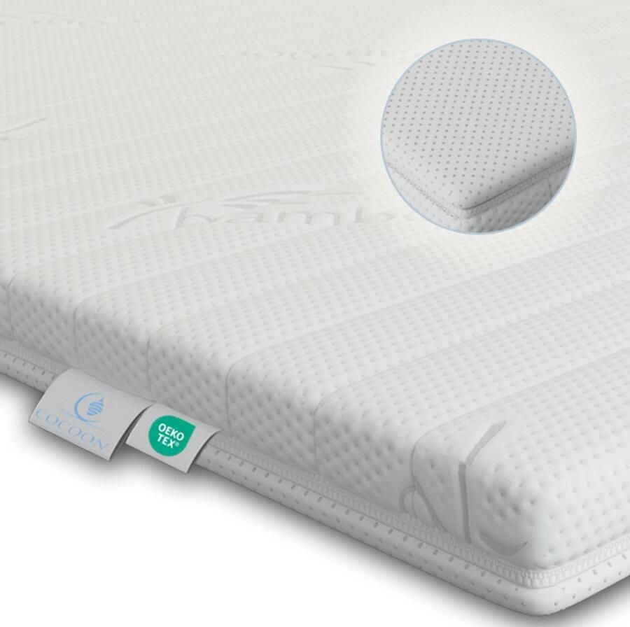 Cocoon Dreams Topmatras 80x200 ANTI SLIP Topper PREMIUM BAMBOO Tijk Afritsbaar Wasbaar HR Koudschuim 8 cm Orthopedisch Anti-allergisch Stevig Hybrid Topdekmatras Topper Hotel XL Anti Bacterieel Okoetex gecertificeerd