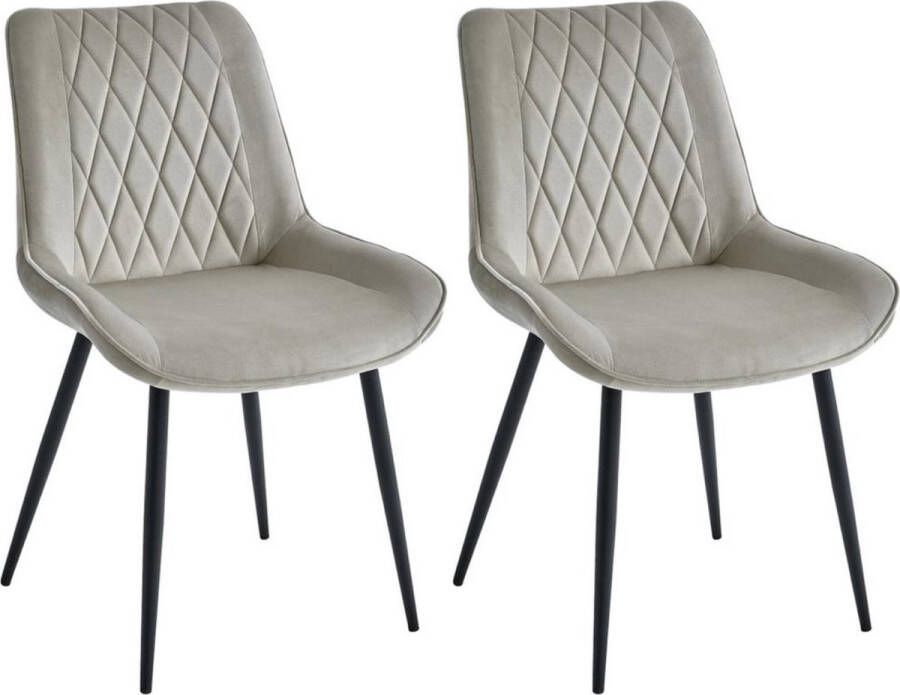 Colenis Adama Eetkamerstoel Set Van 2 Beige Fluweel Velvet Industrieel