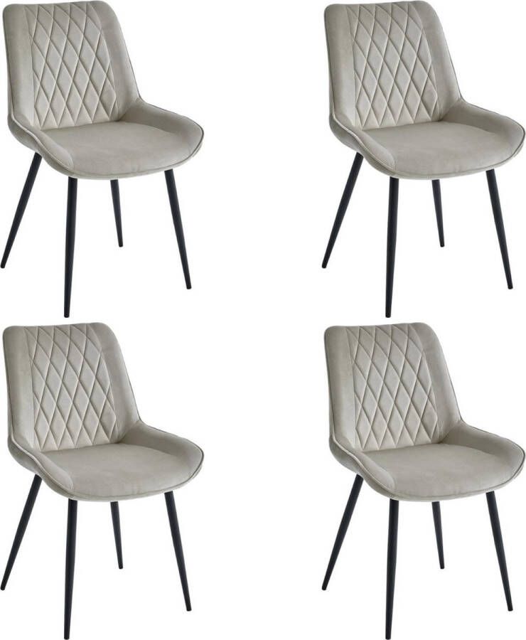 Colenis Adama Eetkamerstoel Set Van 4 Beige Fluweel Velvet Industrieel - Foto 2