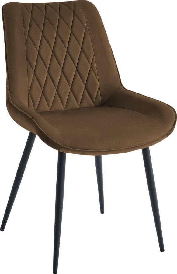 Colenis Adama Eetkamerstoel Set Van 6 Bruin Fluweel Velvet Industrieel