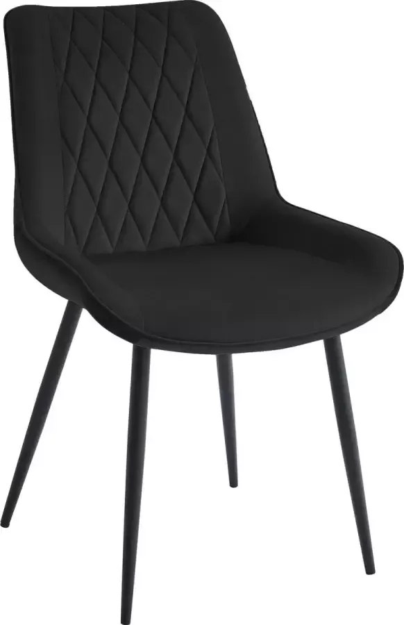 Colenis Adama Eetkamerstoel Set Van 2 Zwart Fluweel Velvet Industrieel - Foto 2