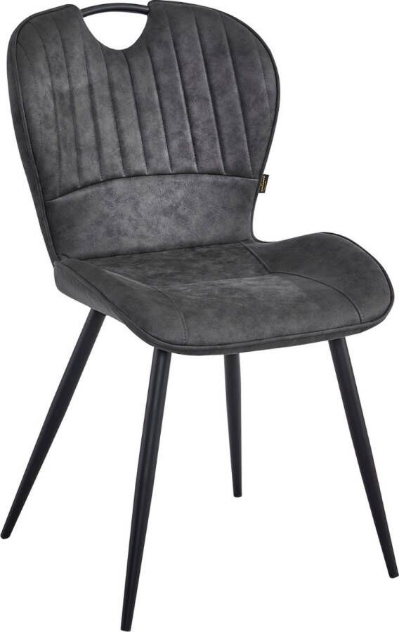 Colenis Alico Eetkamerstoel Set Van 2 Antraciet Microfiber Stof Zwarte Poten - Foto 2