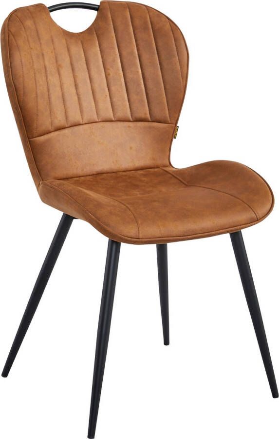 Colenis Alico Eetkamerstoel Set Van 4 Cognac Microfiber Stof Zwarte Poten - Foto 2
