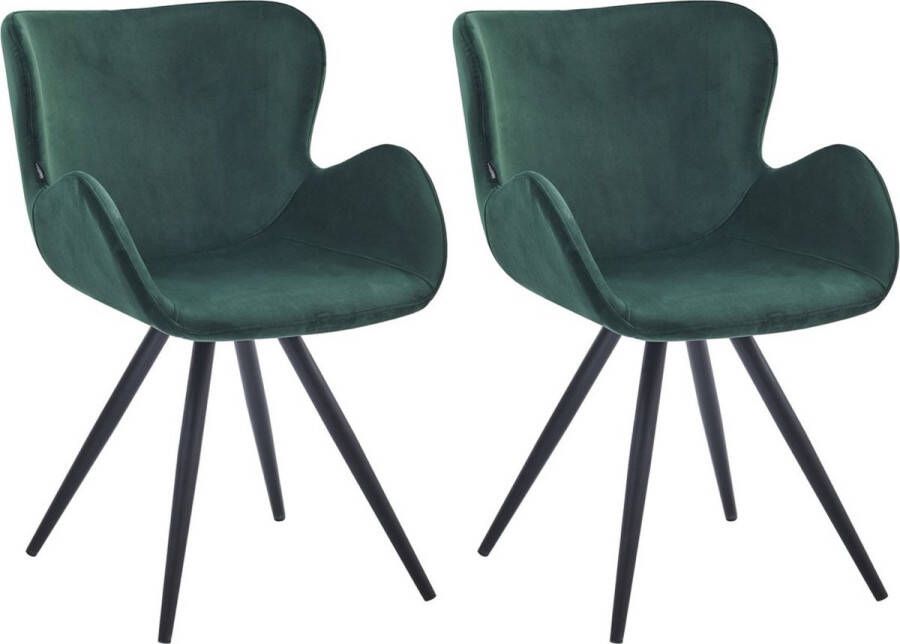 Colenis Anabella Eetkamerstoel Set Van 2 Groen Velvet Industrieel Met armleuning