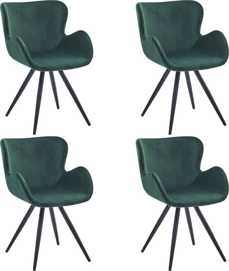 Colenis Anabella Eetkamerstoel Set Van 4 Groen Velvet Design