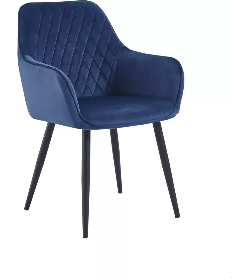 Colenis Beverly Eetkamerstoel Set Van 6- Blauw Fluweel Velvet Industrieel Met armleuning - Foto 2