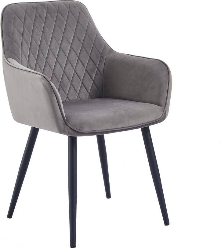 Colenis Beverly Eetkamerstoel Set Van 2 Grijs Fluweel Velvet Industrieel Met armleuning - Foto 2