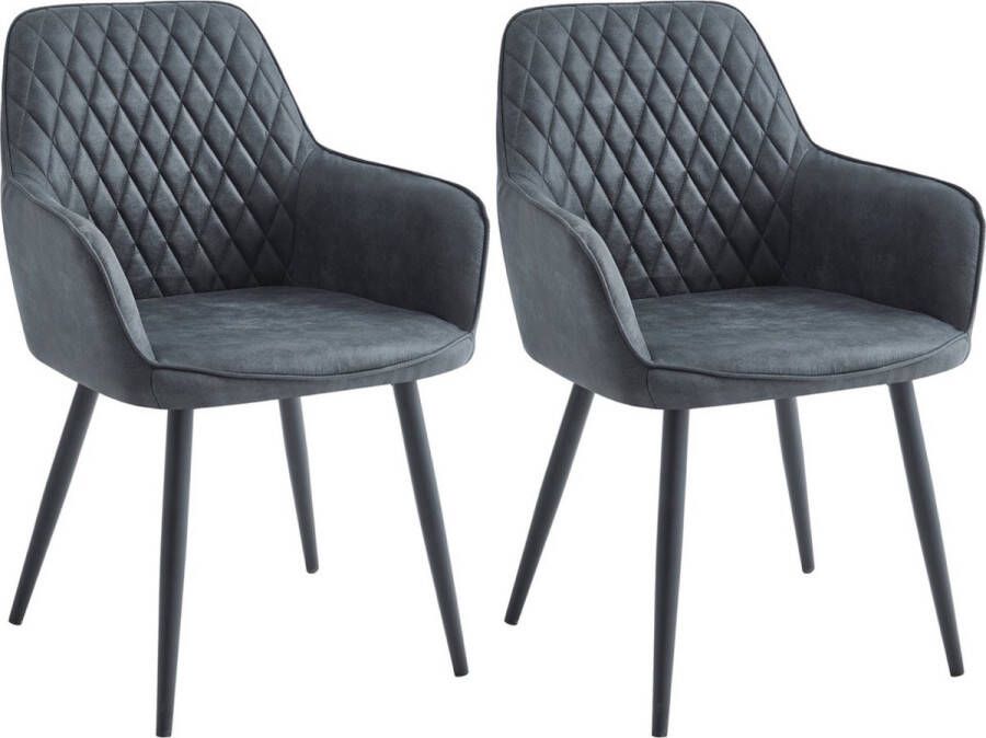 Colenis Beverly Eetkamerstoel Antraciet Microfiber Industrieel Met armleuning