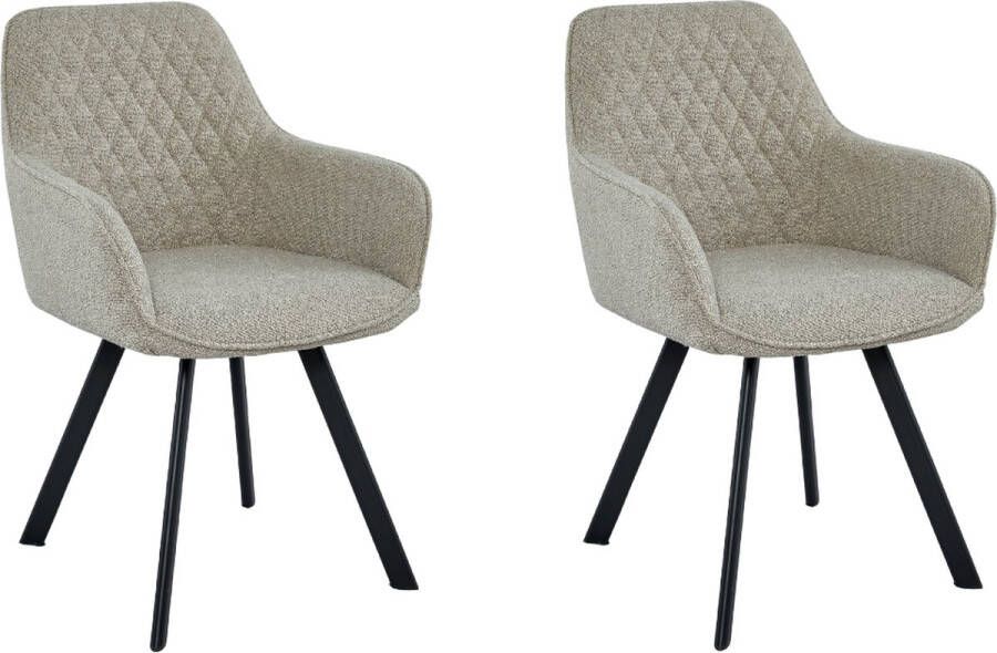 Colenis Beverly Eetkamerstoel Set Van 2 Beige Bouclé Zwarte Poten