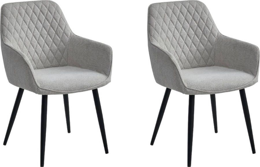 Colenis Beverly Eetkamerstoel Set Van 2 Beige Geweven stof Met armleuning - Foto 2