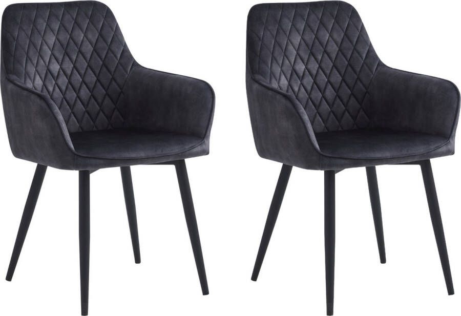 Colenis Beverly Eetkamerstoel Set Van 2 Antraciet Adoré Velvet Design