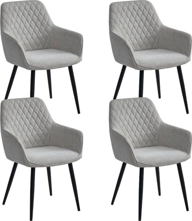 Colenis Beverly Eetkamerstoel Set Van 4 Beige Geweven stof Met armleuning - Foto 2