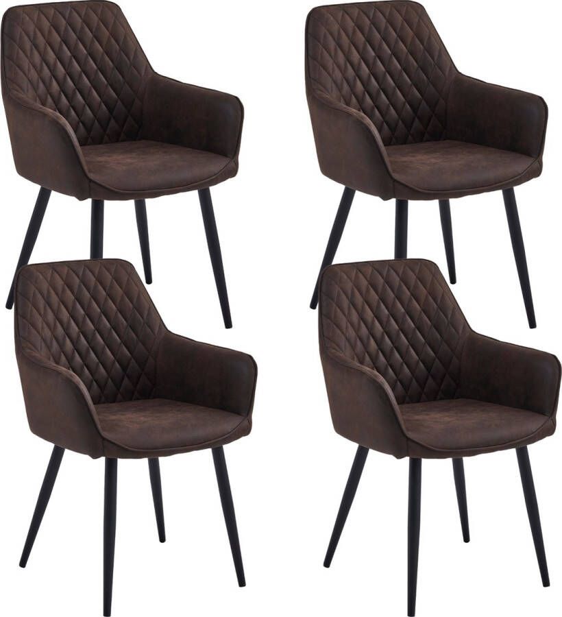 Colenis Beverly Eetkamerstoel Set Van 4 Bruin Microfiber Stof Met armleuning - Foto 2