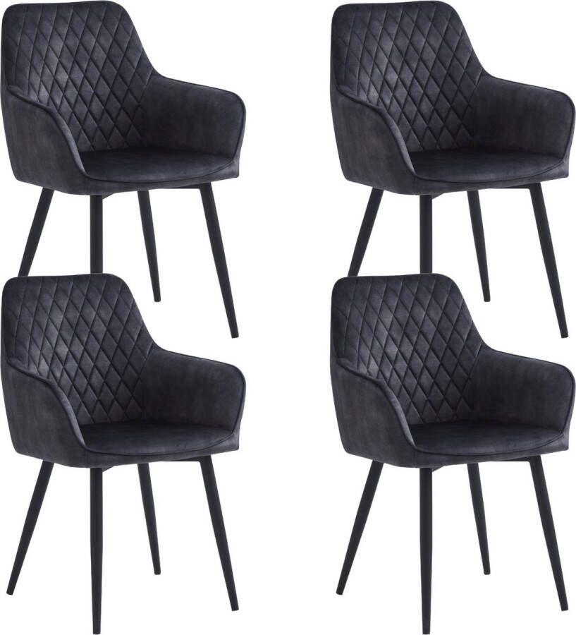 Colenis Beverly Eetkamerstoel Set Van 4 Antraciet Adoré Velvet Design