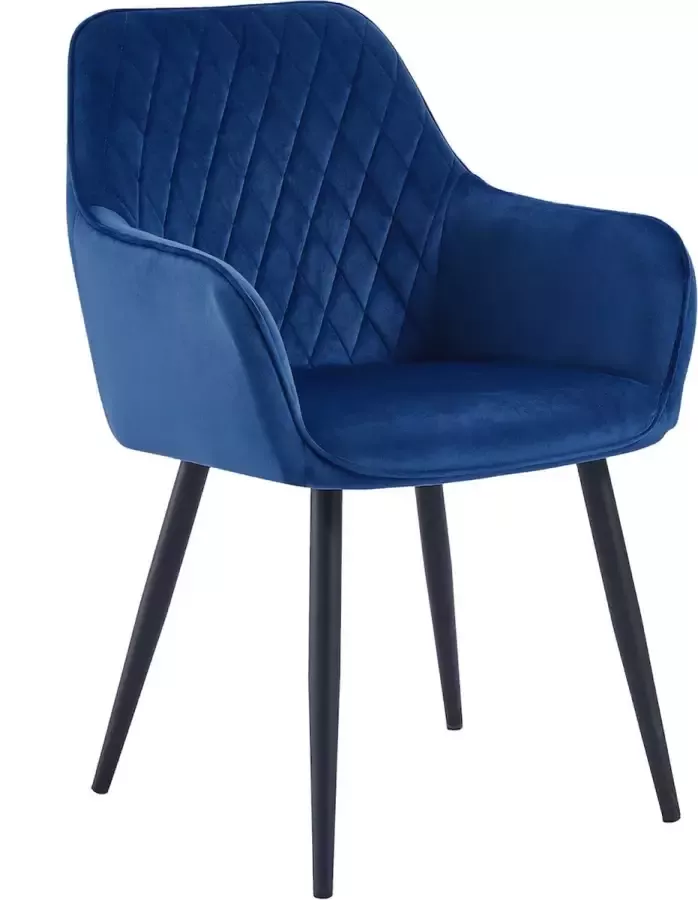 Colenis Beverly Eetkamerstoel Set Van 6 Donkerblauw Fluweel Velvet Industrieel Met armleuning - Foto 3