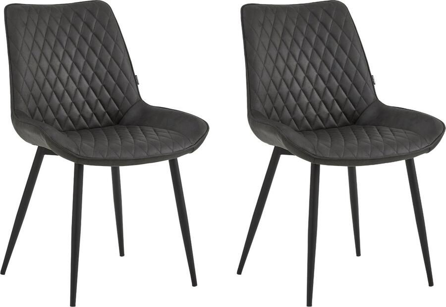 Colenis Adama Eetkamerstoel Set Van 2 Antraciet Microfiber Industrieel