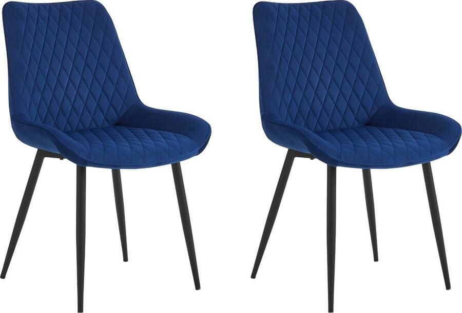 Colenis Adama Eetkamerstoel Set Van 2 Blauw Fluweel Velvet Industrieel