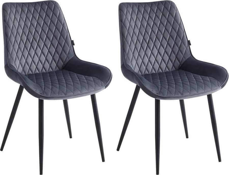 Colenis Adama Eetkamerstoel Set Van 2 Grijs Fluweel Velvet Industrieel