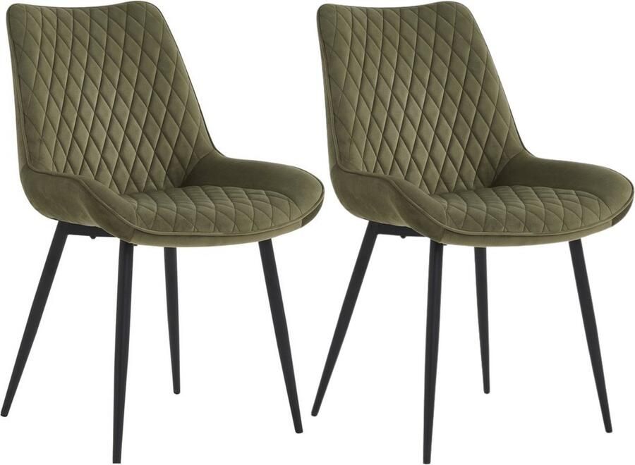 Colenis Adama Eetkamerstoel Set Van 2 Groen Velvet Fabb Industrieel