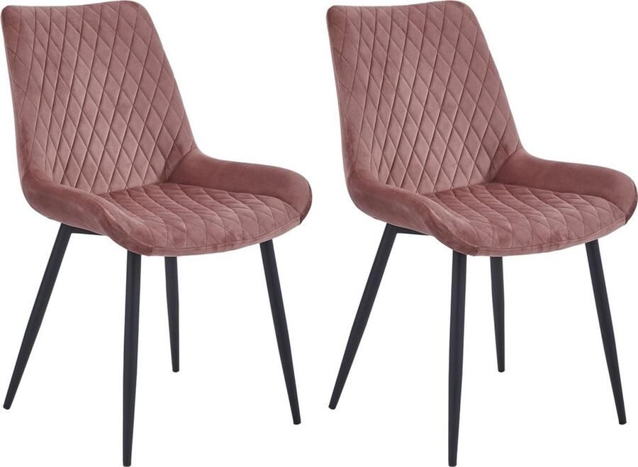Colenis Adama Eetkamerstoel Set Van 2 Rose Fluweel Velvet Industrieel