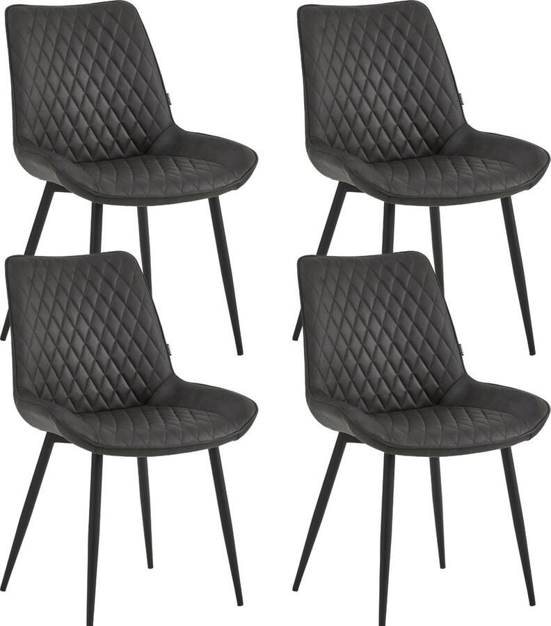 Colenis Adama Eetkamerstoel Set Van 4 Antraciet Microfiber Industrieel