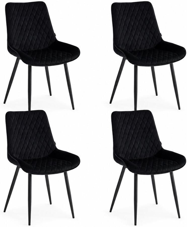 Colenis Adama Eetkamerstoel Set Van 4 Zwart Fluweel Velvet Industrieel - Foto 4
