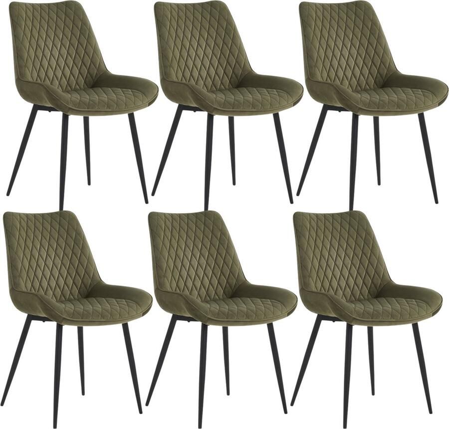 Colenis Adama Eetkamerstoel Set Van 6 Groen Velvet Fabb Industrieel