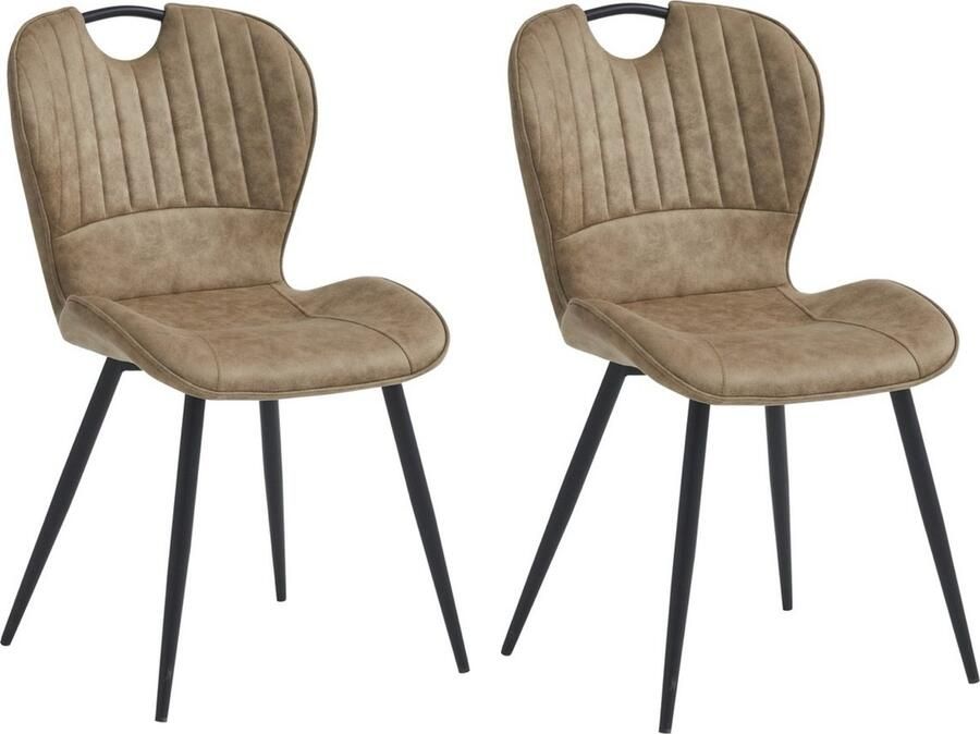 Colenis Alico Eetkamerstoel Set Van 2 Beige Microfiber Stof Design