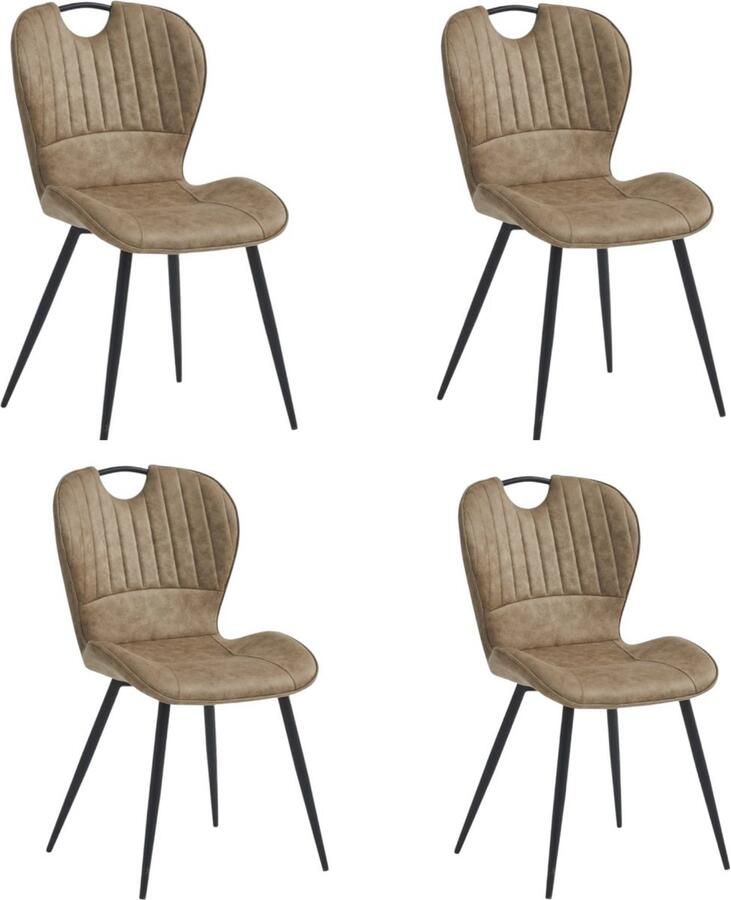 Colenis Alico Eetkamerstoel Set Van 4 Beige Microfiber Stof Design