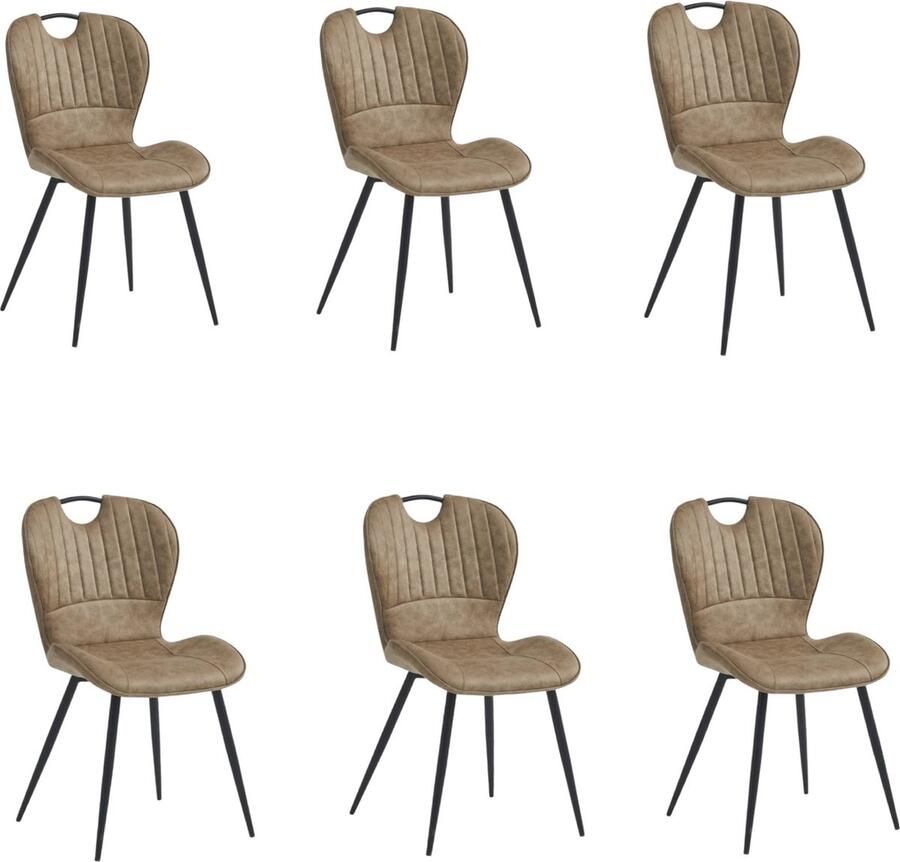 Colenis Alico Eetkamerstoel Set Van 6 Beige Microfiber Stof Design